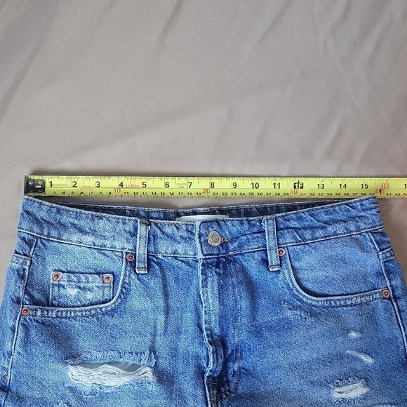 Zara Light Blue Ripped Jean Shorts - Picture 9 of 15